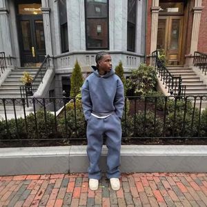 Sudadera con capucha recortada con etiqueta de goma gruesa holgada personalizada, chándal corto de lana en blanco de gran tamaño, sudaderas y sudaderas con capucha para hombre de peso pesado - Product Image 4