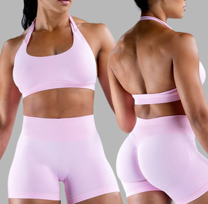 Ensembles de fitness et de gym pour femmes, 2 pièces personnalisées, vêtements de sport, de yoga, d'entraînement, vêtements de sport avec short, vêtements personnalisés - Product Image 2