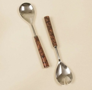 Premium Quality Gold Plated Stainless Steel Salad Server Set Rose Gold Tableware with Resin Handle <b>Vintage</b> <b>Kitchen</b> Tools - Product Image 5