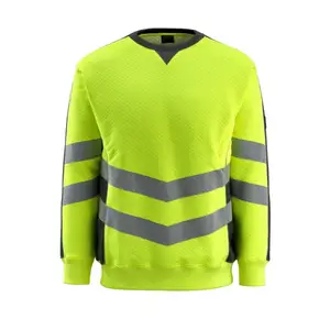 Vis Reflective Custom Hohe Sichtbarkeit Langarm hemden Custom Hoodie Safety Sweatshirt Reflektierende Hohe Sichtbarkeit Gelb/Schwarz