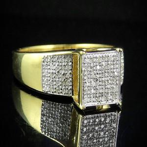 Bijoux Hip Hop glacés carrés classiques avec bague en diamant rond Moissanite en style de luxe en argent 925 - Product Image 4