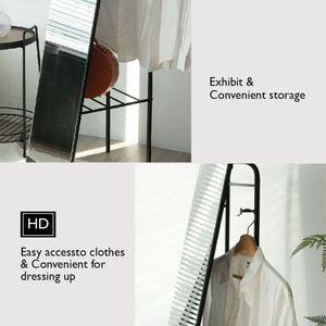 Retail Cosmetic Wedding Display <b>Mirror</b> <b>with</b> Integrated Clothing Bar Glass Bottom <b>Tray</b> Shelf and Industrial Design - Product Image 5