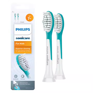 Philips Sonicare สำหรับเด็ก3 + หัวแปรงสีฟันของแท้สำหรับเปลี่ยนหัวแปรง2หัวสีเทอร์ควอยซ์และสีขาวกะทัดรัด - Product Image 2