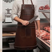 Tablier de travail en cuir robuste et confortable pour hommes, style gilet, élégant et réglable, idéal pour le barbecue et les travaux manuels
