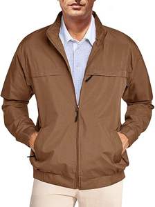 Chaqueta de bombardero de golf con cremallera completa ligera para hombre con cuello levantado, prendas de vestir cortavientos informales para invierno, cierre de doble botonadura - Product Image 4