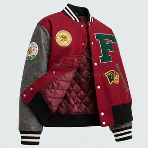 Proveedor Mayorista de Ropa Premium: Chaqueta Varsity de Invierno para Hombre con Bordado Chenille, Cuello Alto, Lavado, Tela Pesada de Algodón - Product Image 2