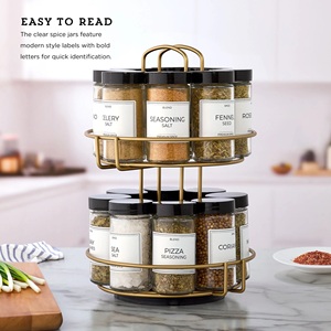 Étagère à épices de cuisine classique à un seul niveau rotative en acier inoxydable résistante à la chaleur réglable imperméable Ensemble de pots à épices - Product Image 4