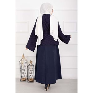 Conjunto de Falda y Top de Tweed Azul Marino con Textura en Relieve y Cinturón, Estilo Diario, Pantalones Cortos, Talla XL, para Primavera - Product Image 5