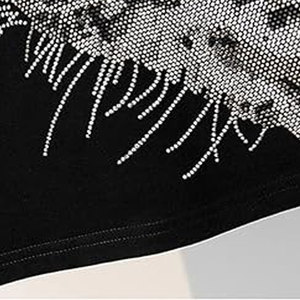 เสื้อยืดแฟชั่นสำหรับผู้หญิงดีไซน์ประดับพลอยเทียมคอตตอนคอปก100% - Product Image 6