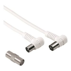 Cable de Antena de TV Blanco de 75 Db y 90 Grados con Adaptador, Cable de Audio y Video de 3 m, Modelo 00205305 - Product Image 1