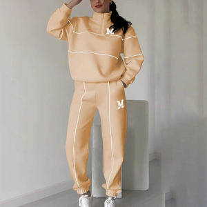 Nouvelle Arrivée 2025 – Survêtement Sportif Hiver Respirant Uni de Haute Qualité pour Femme avec Logo, en Polaire Technique, Col Montant Zippé et Détails Latéraux - Product Image 1