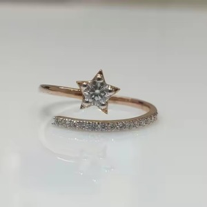 Anillo de banda abierta de diamante cultivado en laboratorio VVS, forma de estrella de oro rosa de 14 quilates para bodas, aniversarios, anillos de compromiso - Product Image 2