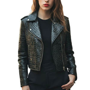 Veste en cuir gaufré de style moderne, tricotée, écologique, légère, avec une finition soignée et un attrait classique - Product Image 1