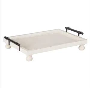 Plateau de service en bois avec poignées Table basse plateau ottoman pour salon plateau de service en bois Extra Large pour nourriture plaqué - Product Image 4