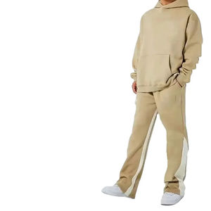 Nouveaux ensembles de survêtements unis pour hommes à épaules tombantes, en molleton 100% coton, comprenant un pantalon de survêtement ample et un sweat à capuche oversize - Product Image 6