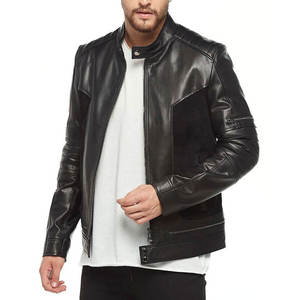Blouson aviateur en cuir et toile pour homme, nouveau design, col montant, capuche, logo personnalisé imprimé sur le devant, saison printemps - Product Image 6