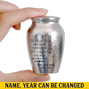 Personalized Stainless Steel Baby Urn Custom Size Silver <b>Memorial</b> <b>Keepsake</b> Decorative Engraved Urn for Child Loss - Product Image 5