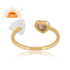 Último diseño hecho a mano 18K chapado en oro labradorita natural anillo ajustable Demi joyería fina para mujer regalo para ella - Product Image 1