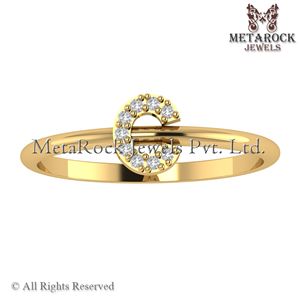 แหวนเพชรรูปตัว C สีเหลืองทอง14K ทำด้วยมือแหวนตัวอักษรที่เรียบง่ายแบบ A-Z เครื่องประดับเพชรทองแหวน C - Product Image 4