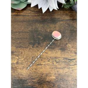 Épingle à cheveux artisanale Sam Nez en coquillage rose et argent sterling - Product Image 2