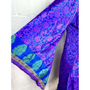 Recycled Vintage Silk Sari <b>Robe</b> Boho Floral Print Dressing Gown <b>Beach</b> Coverup or Bridesmaid Anniversary Gift - Product Image 4