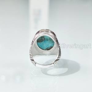 Bague en argent sterling 925 pour homme, avec pierre précieuse naturelle turquoise d'Arizona, toutes tailles, style arabe vintage, bijoux de Noël, vente en gros - Product Image 6