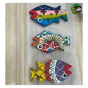 Peint à la main 3D poisson en bois Art mural Unique poisson en bois naturel découpe pour décoration murale à la main ou cadeau Souvenir - Product Image 2