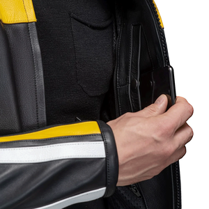 Legacy Men's Racing Motorbike Jacket Soft Cowhide Leather CE-Certified <b>Protectors</b> Windproof Custom Yellow Black Color Scheme - Product Image 3