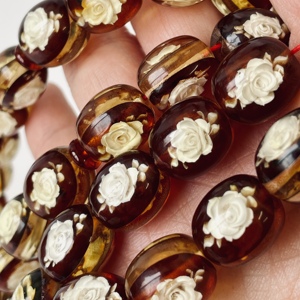 Tespih en ambre baltique sculpté à la main, 33 perles, jaune cerise, Misbaha de luxe - Product Image 6