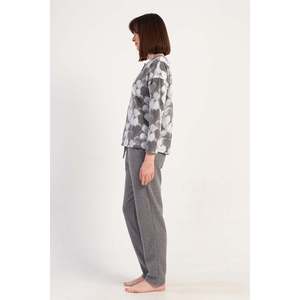 Ensemble de pyjama pour femme en jacquard interlock XXL avec poches et manches longues - Gris - Gris - Product Image 2