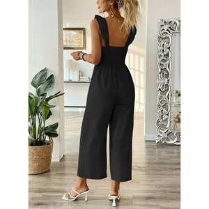 Women's Strappy Smocked Detail Pocketed <b>Long</b> Jumpsuit, 33150 - Product Image 5