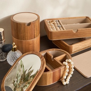 กล่องไม้กลมบางเฉียบเก็บของหรูหราเหมาะสำหรับใส่แหวนสร้อยคอสร้อยข้อมือและเครื่องประดับอย่างมีสไตล์ - Product Image 2
