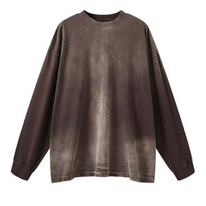 Sweatshirts pour hommes, streetwear tendance, chauds, lourds, en coton, surdimensionnés, vintage, délavés à l'acide, OEM - Product Image 4