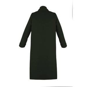 Manteau trench en cachemire kaki à col châle pour femme - Product Image 3