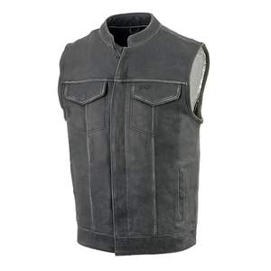 Personnalisable hommes en cuir véritable Biker gilet réversible respirant grande taille conception hiver moto vêtements d'extérieur en laine - Product Image 3