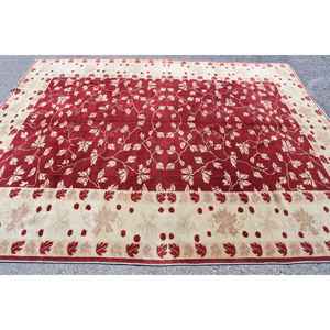 Alfombra Turca de 8.2x9.9 pies, Alfombra Vintage, Alfombra de Lana con Rayas Rojas - Product Image 4