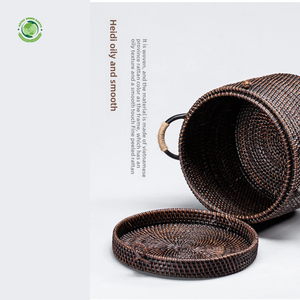 Boîte de rangement ronde en rotin, boîte de rangement artisanale, écologique, naturelle, décoration intérieure et extérieure, vente en gros du Vietnam - Product Image 3