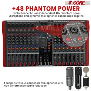 Mezclador de Audio de 5 Canales y 16 Puertos, Equipo de DJ con Bluetooth, Consola de Sonido USB - Product Image 5