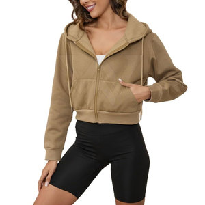 เสื้อฮู้ดสีทึบสำหรับผู้หญิงเสื้อครอปเสื้อมีฮู้ดเสื้อครอปสำหรับใส่กลางแจ้งออกแบบได้ตามที่ต้องการ - Product Image 2