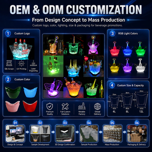Hielera de Acrílico Transparente con Luz LED Multicolor y Logotipo Personalizado, Enfriador de Vino y Champán para Fiestas, Bodas y Eventos - Product Image 4