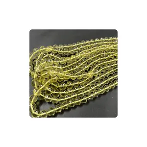 Venta Directa de Fábrica, Cuentas Redondas de Cuarzo Limón Natural de Primera Calidad, Microfacetadas, Tamaño Personalizado, para la Fabricación de Joyas - Product Image 1