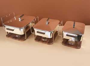 Ensemble de trois plats chauds en acier inoxydable de qualité supérieure, écologiques, pour la maison, l'hôtel, le buffet, avec bougeoirs, vente en gros - Product Image 6