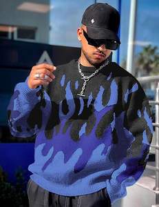 Sweat-shirt à capuche en molleton pour homme tendance de la rue principale, vintage, imprimé, manches longues, col rond, brodé, rétro - Product Image 2