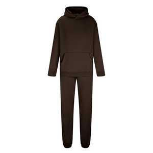 Ensemble de jogging deux pièces 100% coton pour hommes, pantalon de survêtement à capuche coupe ajustée et tracktop, vêtements d'extérieur à motif solide, caractéristique de maternité - Product Image 4