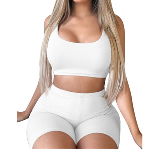 Meilleure qualité Bodycon débardeur haut court ensembles de shorts logo personnalisé moulante débardeur haut court ensembles de shorts - Product Image 2