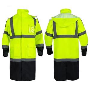 Veste de pluie longue pour homme de haute qualité, haute visibilité, imperméable, vêtements de travail avec logo personnalisable, veste de pluie - Product Image 5