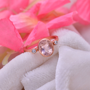 Morganite naturelle 9x7mm Poire Gemme Bagues en argent 925 2.3 Gms Taille US 7 Bague pour femme Bijoux Style Prong Plaqué or Quartz rose - Product Image 5