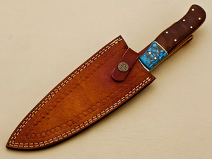 Profesional personalizado hecho a mano de acero inoxidable 440c cuchillo de Chef resina epoxi y mango de madera cuchillo de cocina con Funda de cuero puro - Product Image 6