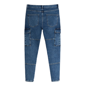 Jean en denim délavé taille haute à jambe large, coupe ample en coton, style décontracté, tissu mi-lourd, idéal pour l'automne - Product Image 5