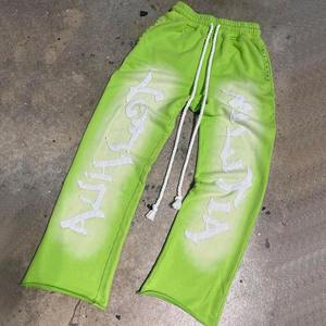 Personnalisé 400 GSM Hommes Français Terry Jogger Pantalon De Survêtement Strass Soleil Délavé Acide Lavage En Détresse Broderie Empilé Pantalon Évasé - Product Image 5